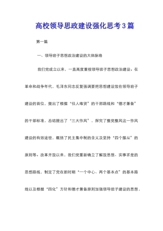 高校领导思政建设强化思考3篇