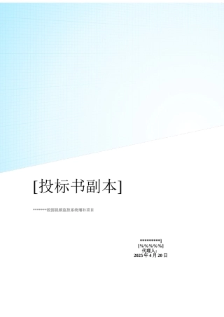 高清视频监控招投标书模板