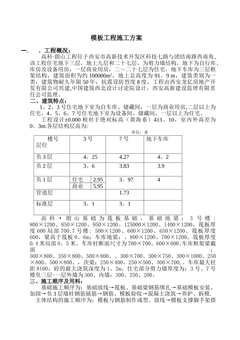 高科朗山工程模板施工方案14.5.13.._第1页