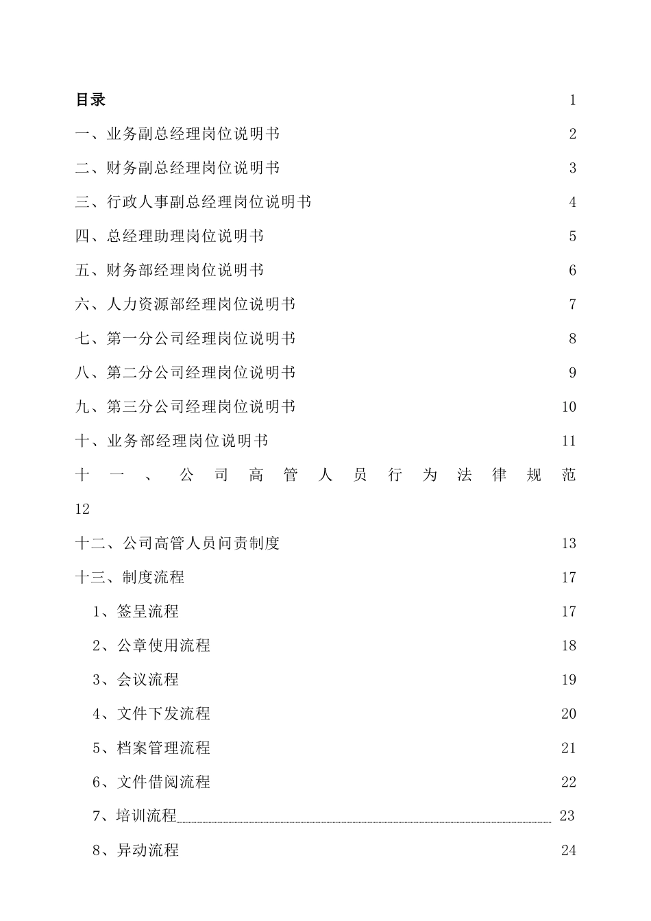 高管岗位说明书_第1页