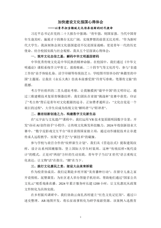 加快建设文化强国心得体会 （大学生）