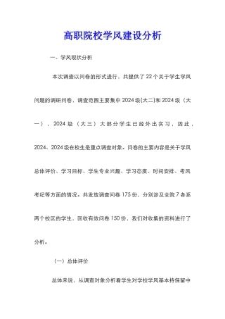 高职院校学风建设分析
