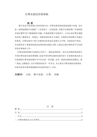 付费电视的营销策略