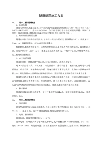 高速公路隧道进洞专项施工方案(新)