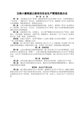高速公路项目安全生产管理实施办法