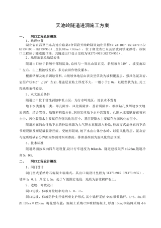 高速公路隧道进洞专项施工方案