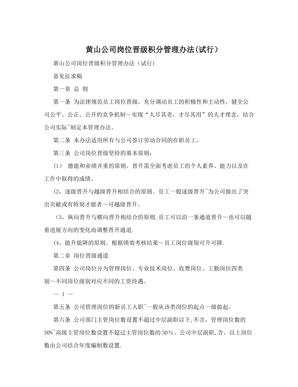 黄山公司岗位晋级积分管理办法_第1页