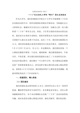 黔行团队总结报告