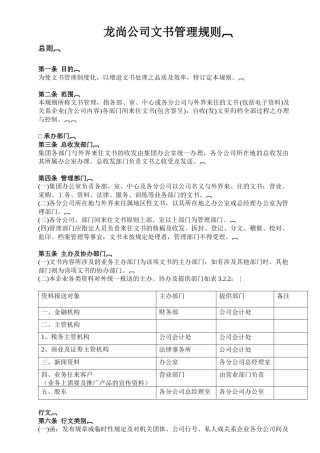 龙尚公司文书管理规则