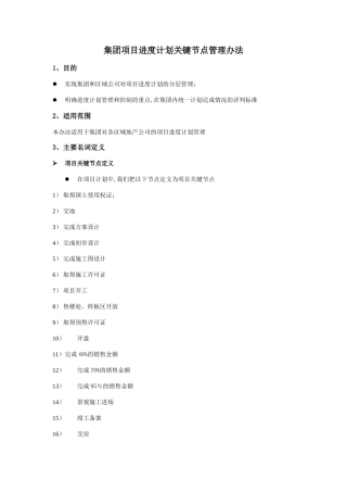 龙糊集团项目进度计划关键节点管理办法f