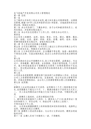 龙飞房地产开发有限公司员工管理规定66