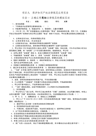 45份 如何保护知识产权的法律规范应用模拟