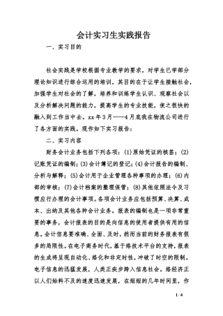 会计实习生实践报告