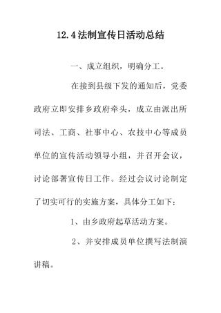 12.4法制宣传日活动总结