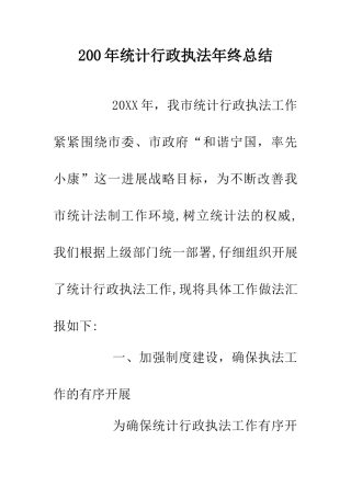 200年统计行政执法年终总结