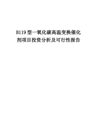 2025年B119型一氧化碳高温变换催化剂项目投资分析及可行性报告