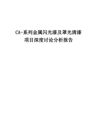2025年CA-系列金属闪光漆及罩光清漆项目深度研究分析报告