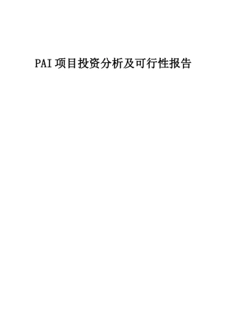 2025年PAI项目投资分析及可行性报告