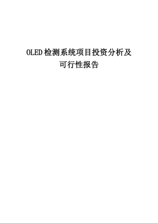 2025年OLED检测系统项目投资分析及可行性报告