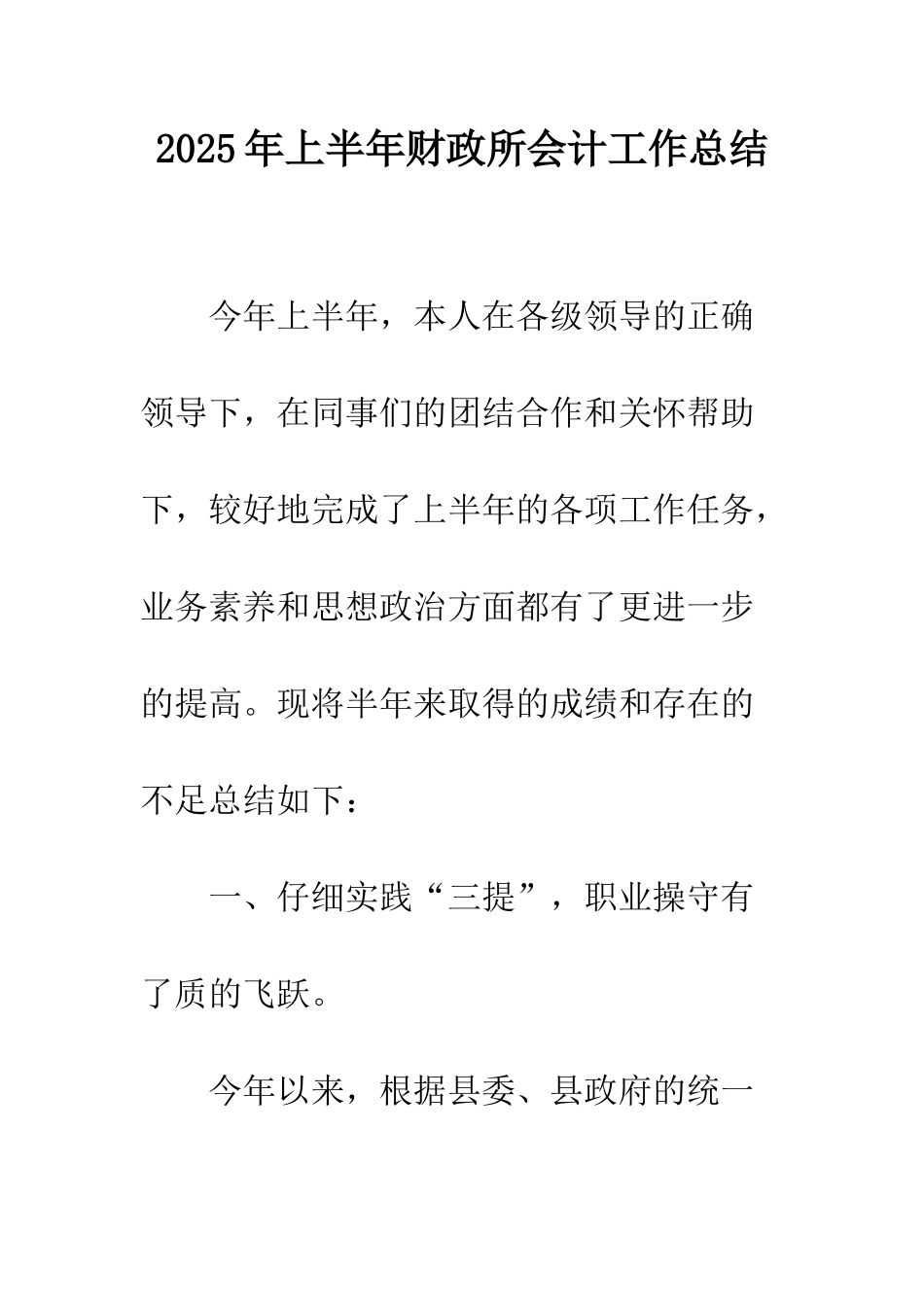 2025年上半年财政所会计工作总结_第1页