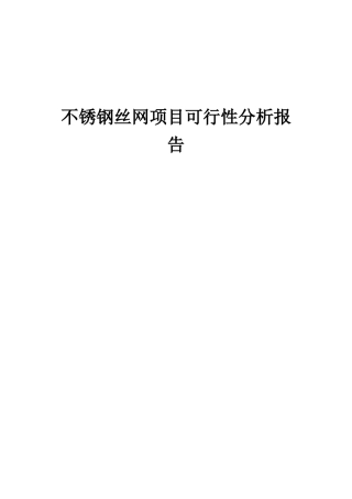 2025年不锈钢丝网项目可行性分析报告