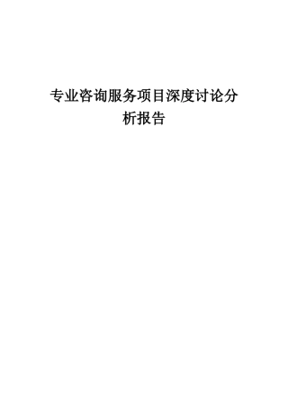 2025年专业咨询服务项目深度研究分析报告