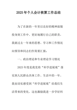 2025年个人会计核算工作总结