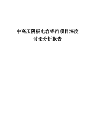 2025年中高压阴极电容铝箔项目深度研究分析报告