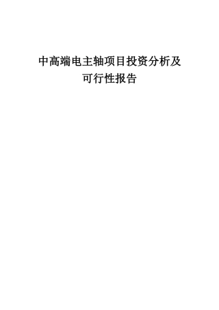 2025年中高端电主轴项目投资分析及可行性报告
