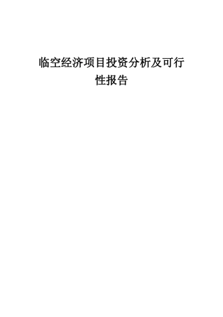 2025年临空经济项目投资分析及可行性报告