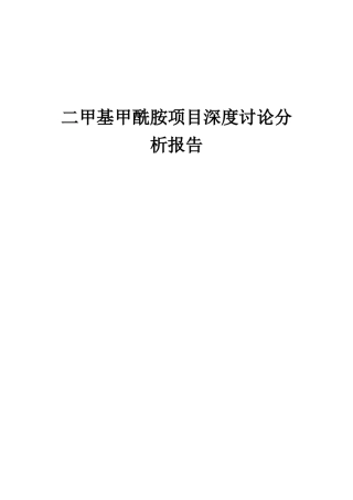 2025年二甲基甲酰胺项目深度研究分析报告