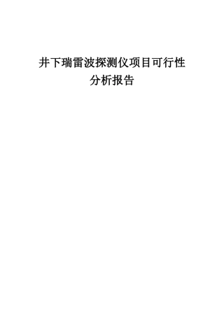 2025年井下瑞雷波探测仪项目可行性分析报告