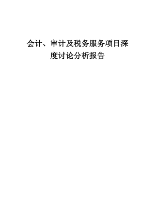 2025年会计、审计及税务服务项目深度研究分析报告