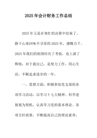 2025年会计财务工作总结