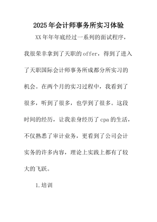 2025年会计师事务所实习体验