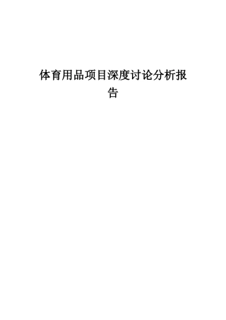 2025年体育用品项目深度研究分析报告