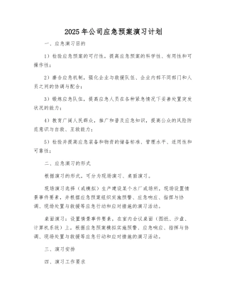 2025年公司应急预案演练计划