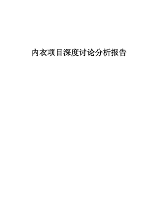 2025年内衣项目深度研究分析报告