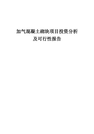 2025年加气混凝土砌块项目投资分析及可行性报告