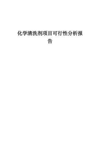 2025年化学清洗剂项目可行性分析报告