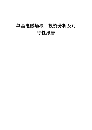 2025年单晶电磁场项目投资分析及可行性报告