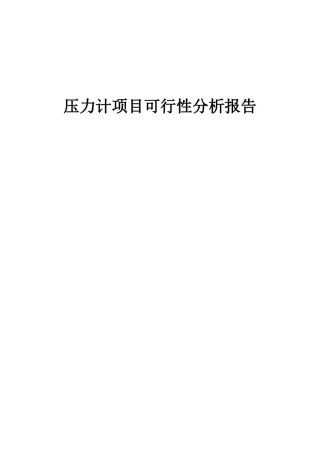 2025年压力计项目可行性分析报告