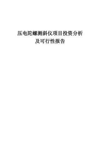 2025年压电陀螺测斜仪项目投资分析及可行性报告