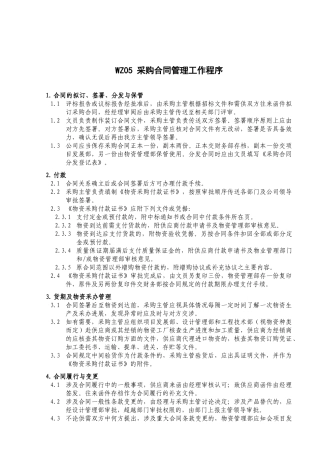 WZ05 采购合同管理工作程序