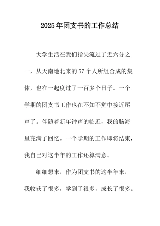 2025年团支书的工作总结