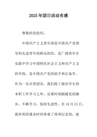2025年团日活动有感