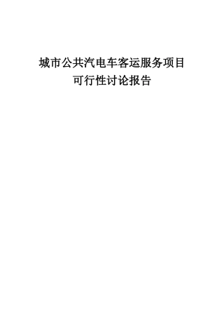 2025年城市公共汽电车客运服务项目可行性研究报告
