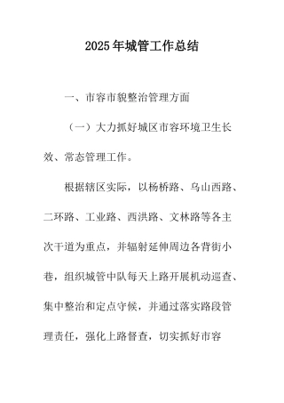 2025年城管工作总结