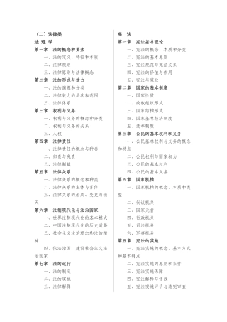 XXXX安徽公务员法律考试大纲