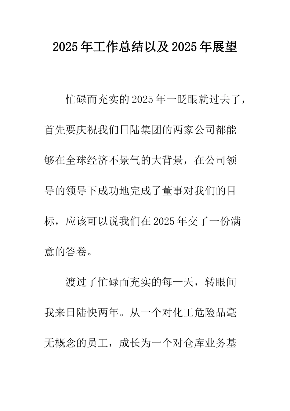 2025年工作总结以及2025年展望_第1页